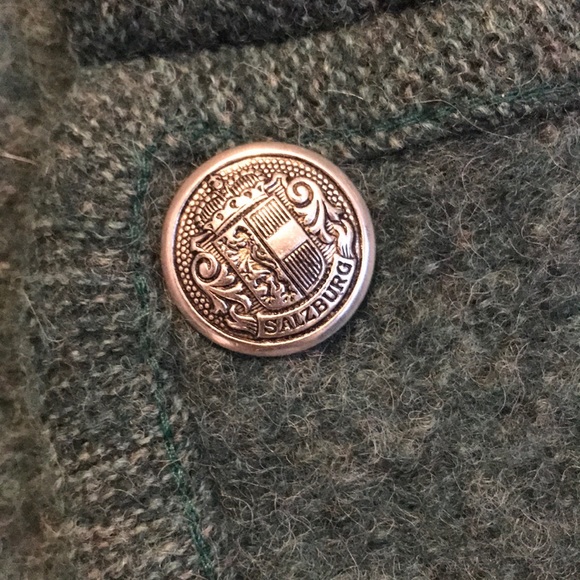 Vintage Austrian Boiled Wool Green Cardigan Geiger - Picture 7 of 7